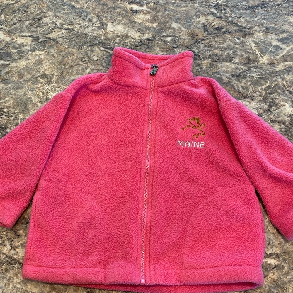 GOGO Sports Girl’s Pink Maine Moose Fleece Jacket 24M